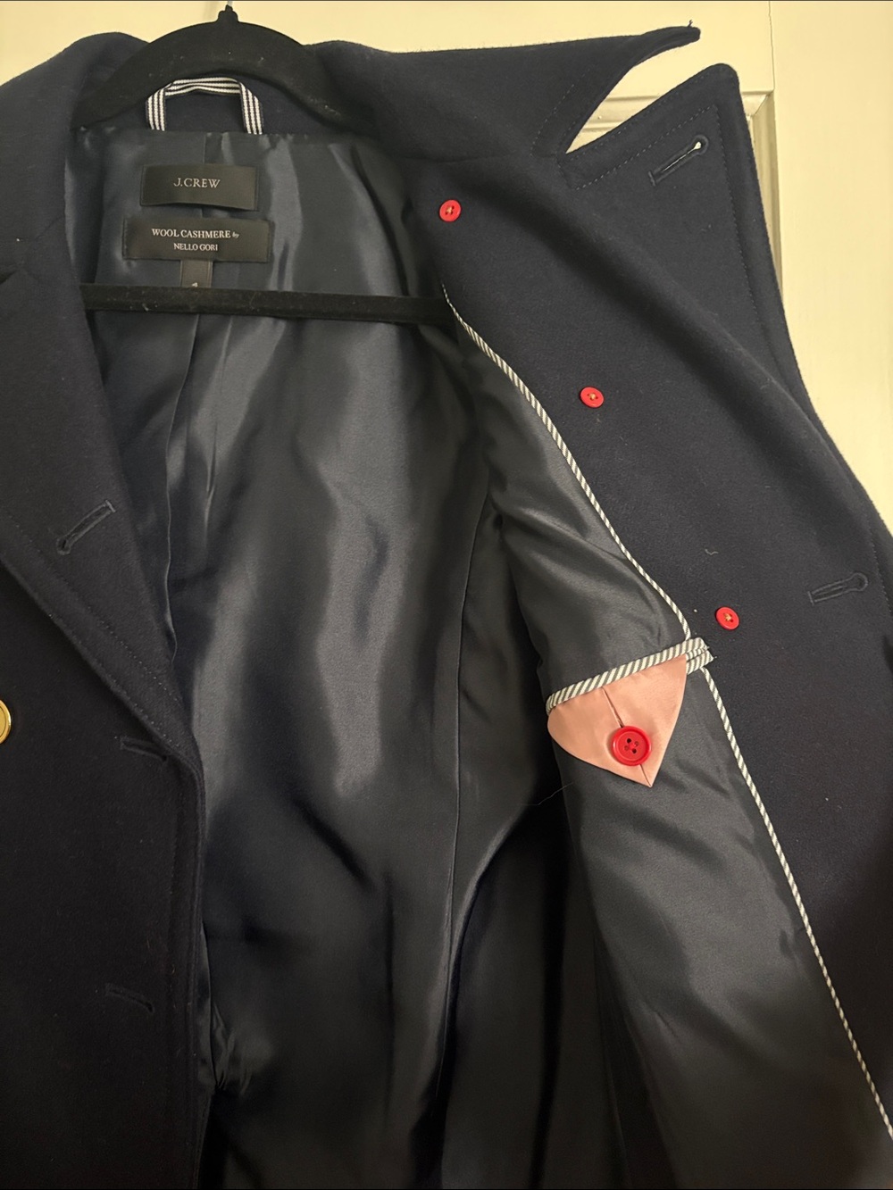 J. Crew Navy Double-Breasted Peacoat with Gold Buttons - Picture 4 of 5